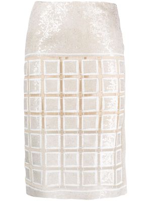 Aviù square cut-out high-waist skirt - White