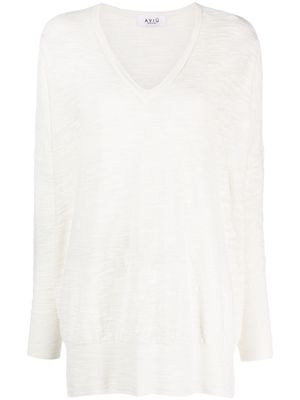 Aviù V-neck semi-sheer sweatshirt - White