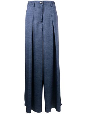 Aviù wide-leg pleated trousers - Blue