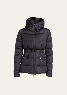 Avoce Hooded Puffer Jacket with Elastic Belt