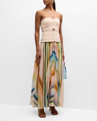 Avonlea Strapless Pleated A-Line Maxi Dress
