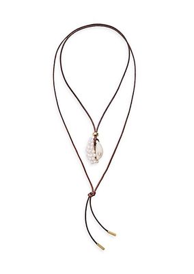 Avril 14K- & 18K-Gold-Plated, Cowrie Shell, Freshwater Pearl & Cubic Zirconia Wrap Necklace