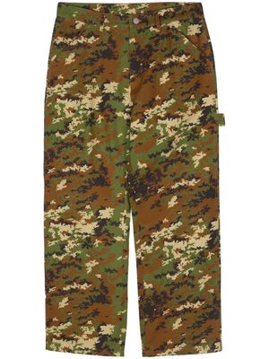 Awake NY camouflage-print straight trousers - Brown