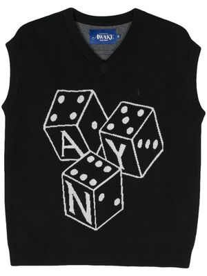 Awake NY Dice logo-jacquard vest - Black