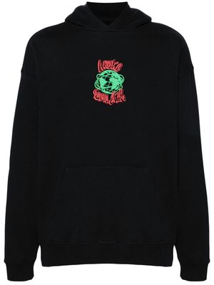 Awake NY Globe raised-logo cotton hoodie - Black