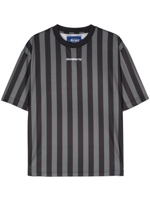 Awake NY logo-embroidered striped T-shirt - Black