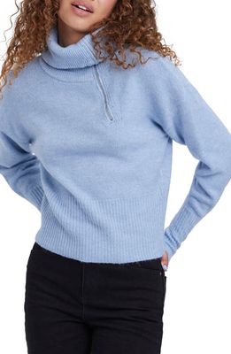 AWARE by VERO MODA Vilde Zip Detail Turtleneck Sweater in Cashmere Blue Melange