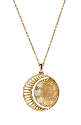 Awe Inspired Moonstone Eclipse Pendant Necklace in Gold Vermeil