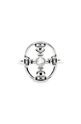 Awe Inspired White Sapphire Compass Ring in Sterling Silver