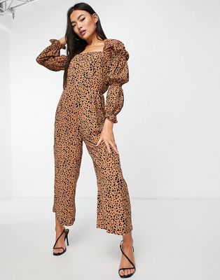 AX Paris ruched sleeve jumpsuit in floral-Multi