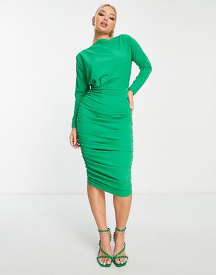 AX Paris slash neck midi body-conscious dress in bright green