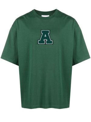 Axel Arigato College A flocked-logo T-shirt - Green