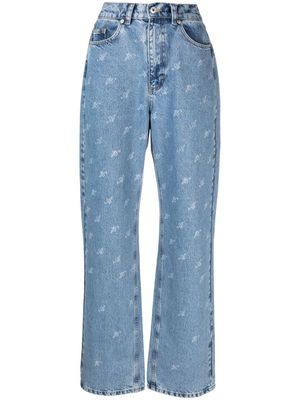 Axel Arigato initial-print straight-leg jeans - Blue