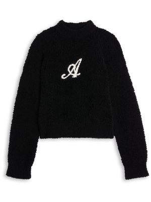 Axel Arigato logo-intarsia brushed jumper - Black