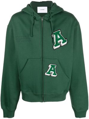 Axel Arigato logo-patch zip-up hoodie - Green