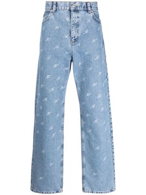 Axel Arigato Sly monogram straight-leg jeans - Blue