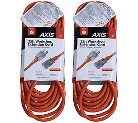 Axis 25 ft 1-Outlet Grounded Workshop Extension Cord 2-Pack