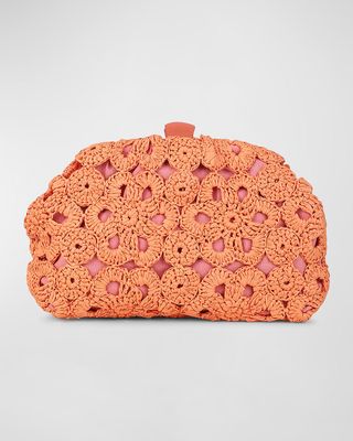 Aya Crochet Flower Raffia Cutch Bag