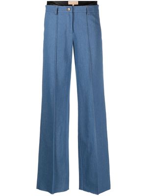 Aya Muse double-waistband straight-leg trousers - Blue