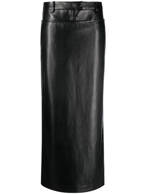 Aya Muse faux-leather low-rise long skirt - Black