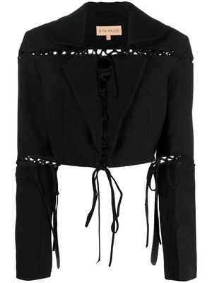 Aya Muse laced-detail cropped jacket - Black