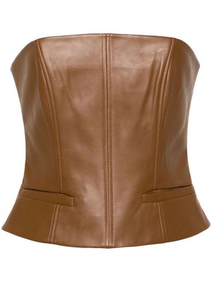 Aya Muse Uro faux-leather bandeau top - Brown