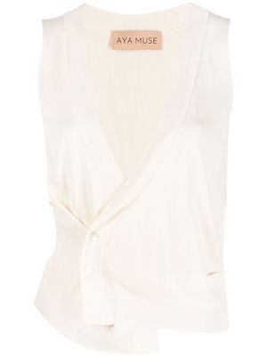 Aya Muse wrap knitted top - Neutrals