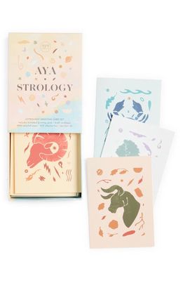 Aya Paper Co. Set of 12 Astrology Greeting Cards in White Multi