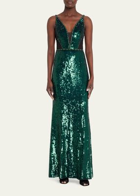Ayanna Sequin-Embellished Tulle Gown