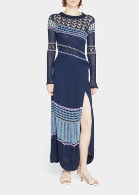 Ayda Mixed-Texture Maxi Sweater Dress