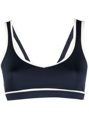 Ayda x Browns V-neck stretch-cotton sports bra - Blue