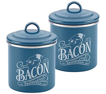 Ayesha Curry S/2 Enamel on Steel 4" x 4" Bacon Grease Cans