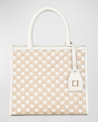 Ayesha Woven Leather Top-Handle Bag