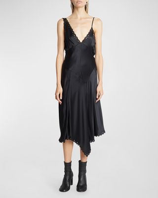 Ayrich Embellished Asymmetric Sleeveless Midi Slip Dress