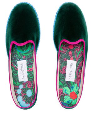 AZ FACTORY contrasting-trim velvet slippers - Green