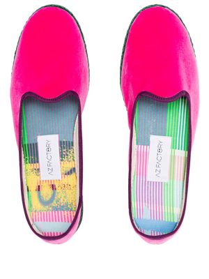AZ FACTORY contrasting-trim velvet slippers - Pink