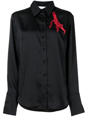 AZ FACTORY embroidered-cat detail shirt - Black