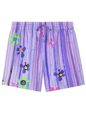 AZ FACTORY floral print striped shorts - Purple