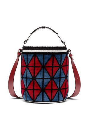 AZ FACTORY geometric-pattern woven bucket bag - Neutrals