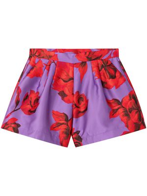 AZ FACTORY Hibiscus floral-print shorts - Purple