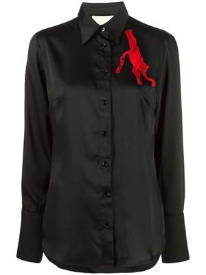 AZ FACTORY Meercat-embroidered blouse - Black