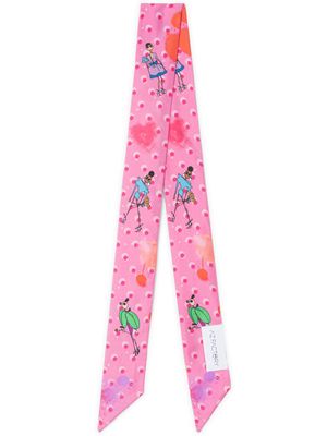 AZ FACTORY polka-dot pink silk scarf
