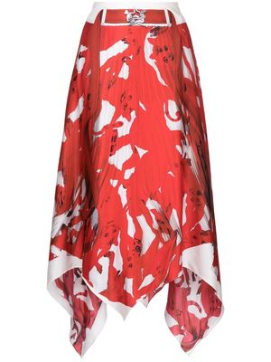 AZ FACTORY printed asymmetric skirt - Red