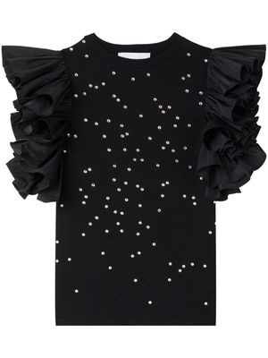 AZ FACTORY rhinestone-embellished ruffled blouse - Black