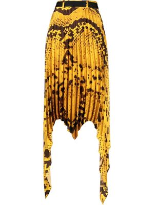 AZ FACTORY snakeskin-print pleated skirt - Yellow