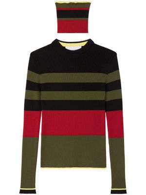 AZ FACTORY stripe-pattern intarsia-knit dress - Black