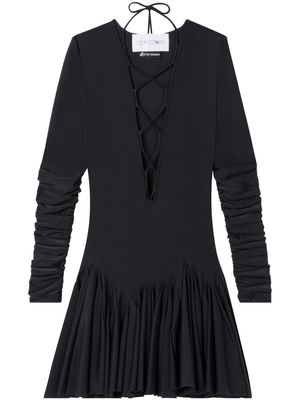 AZ FACTORY x Ester Manas lace-up pleated mini dress - Black