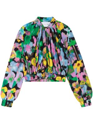 AZ FACTORY x Lutz Huelle Mini floral-print cropped bomber jacket - Pink