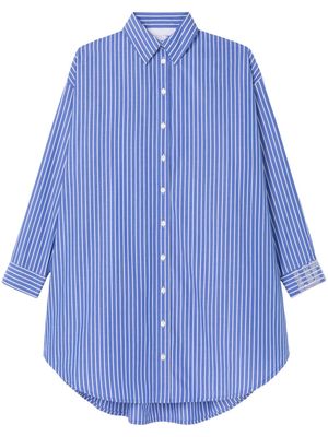 AZ FACTORY x Lutz Huelle Parachute pinstriped cotton shirt dress - Blue