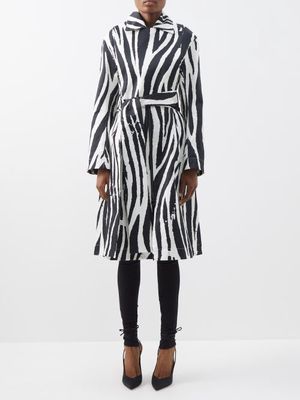 Az Factory X Thebe Magugu - X Thebe Magugu Zebra-print Cotton Trench Coat - Womens - Black White